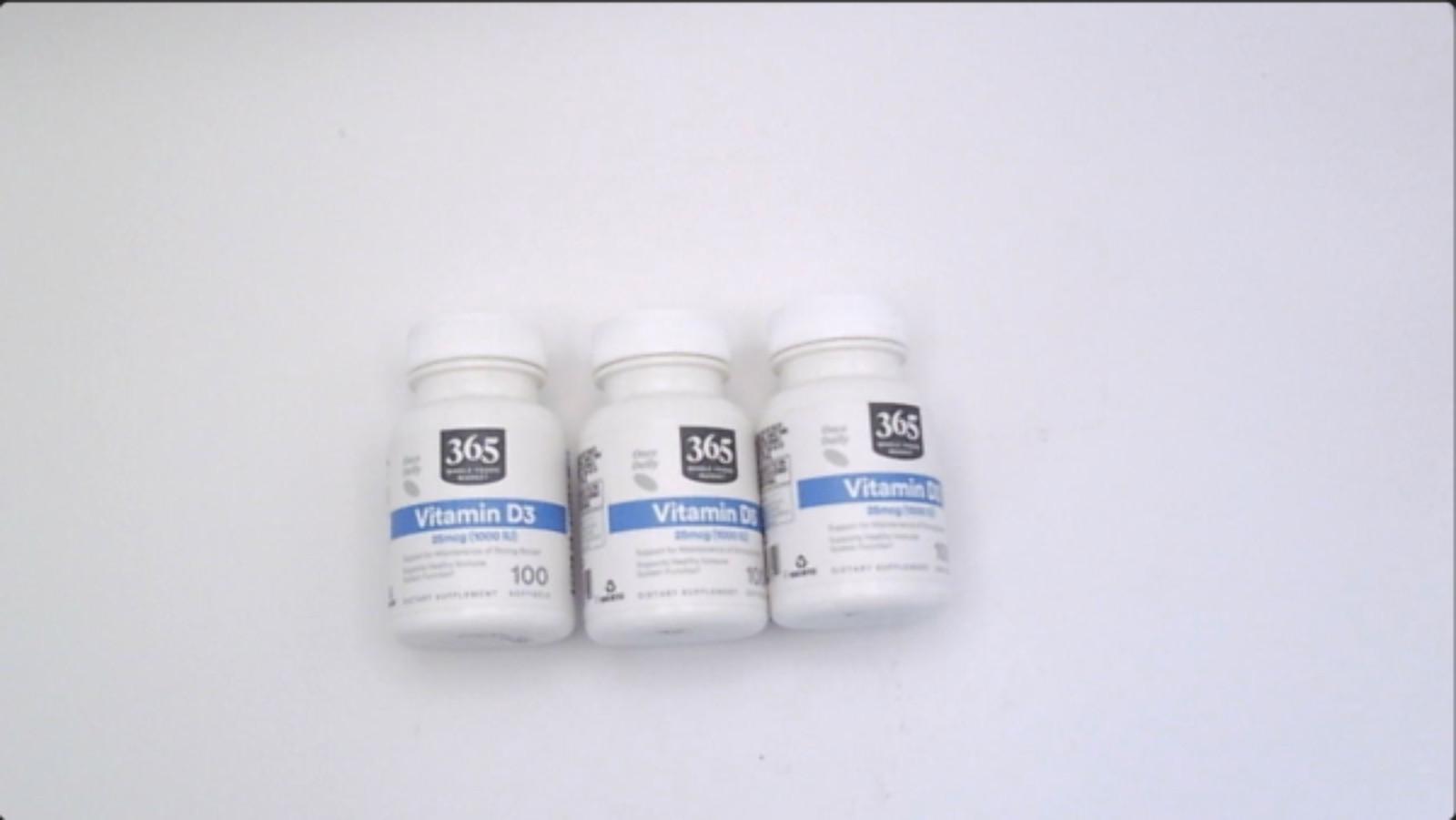 (3 Pk) 1/28, 365 by Whole Foods Market, Vitamin D3 Softgels, 1000 IU, 100 CT