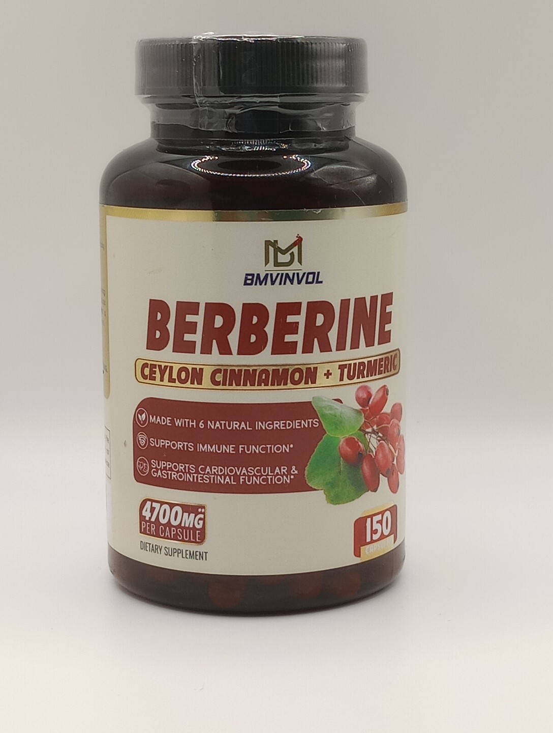 BMVINVOL – Berberine Supplement 4700mg *LARGER 150 Count, EXP 7/2026