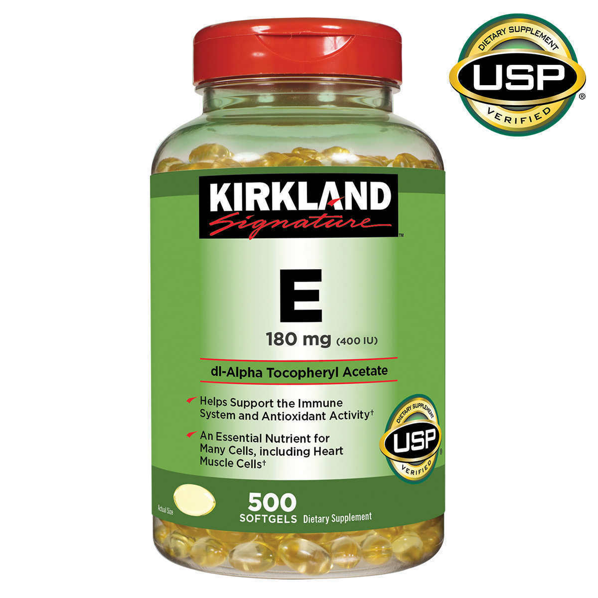 Kirkland Signature Vitamin E 400 IU – 180 mg 500 Softgels – New – Free shipping