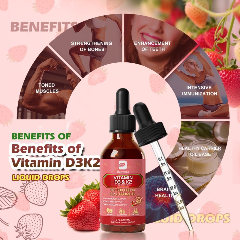 Organic Vitamin D3 K2 Liquid Drops Supplement Vitamin D3 K2 60ml 450mcg