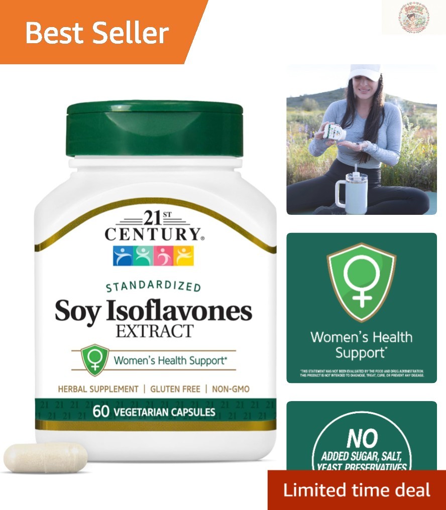Vegetarian Soy Isoflavones Capsules for Bone Health – 60 Easy-to-Swallow Units