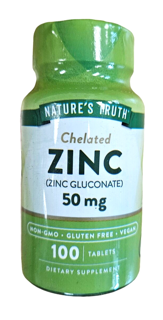 Natures Truth Chelated Zinc Gluconate 50mg Tablets 100ct __
