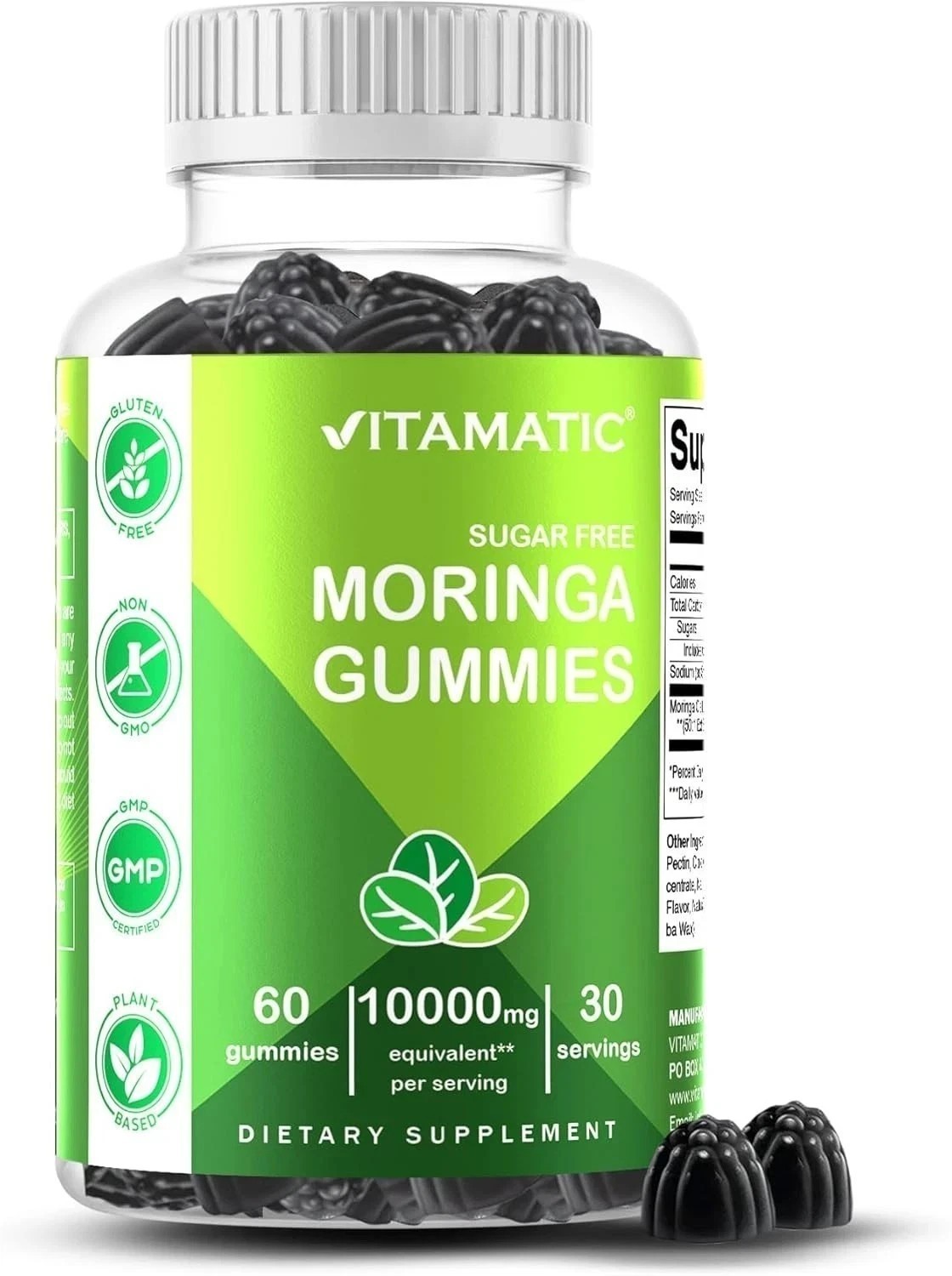 NEW Vitamatic Sugar Free Moringa Gummies – 10,000 mg 60 Count (Pack of 1)