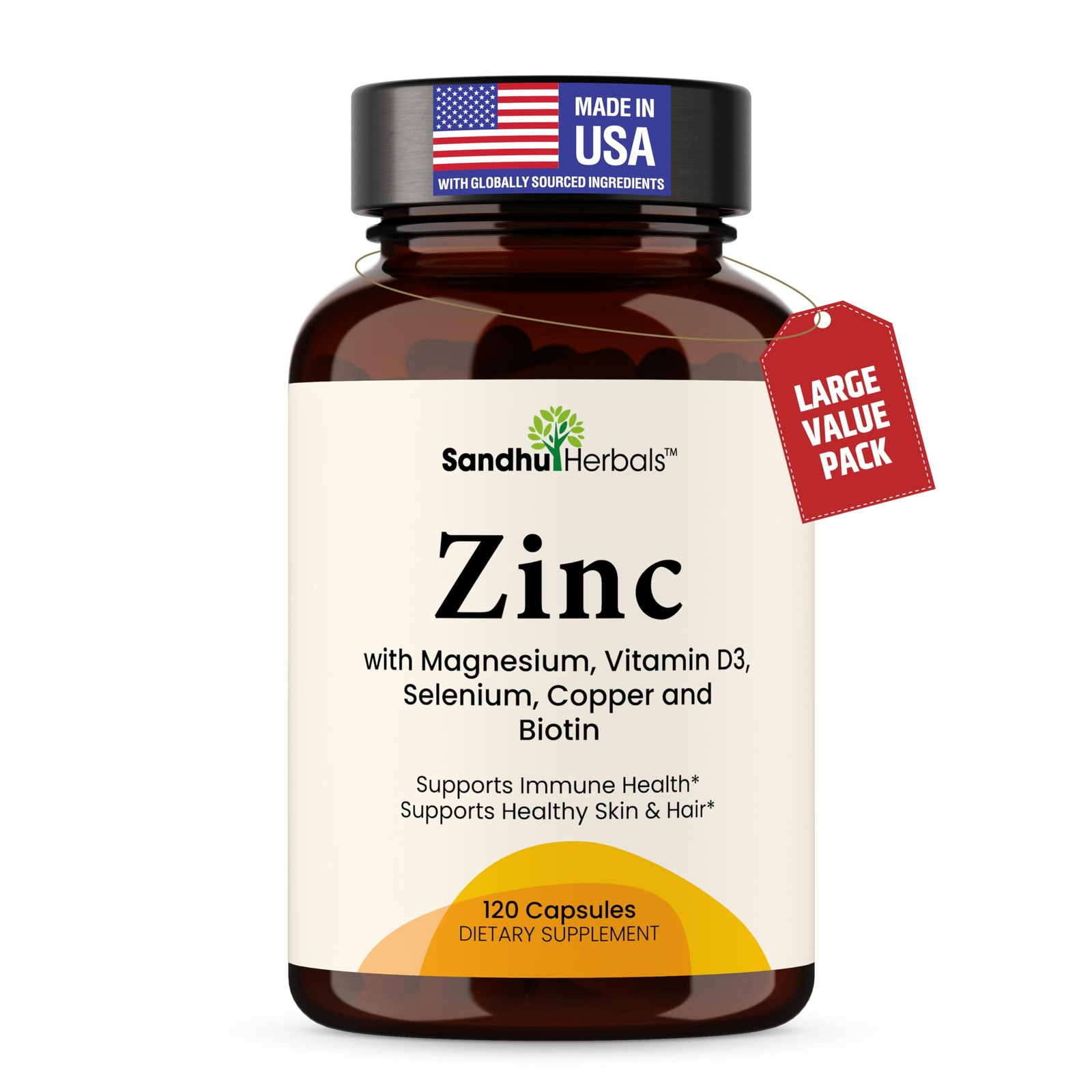 Zinc 30mg Supplement with Vitamin D3, Magnesium, Selenium, B6, B7 Copper –