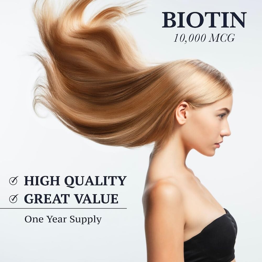 Puregen Labs Biotin 10,000 MCG Supports Healthy Hair, Skin & Nails 360 Veg Tabs