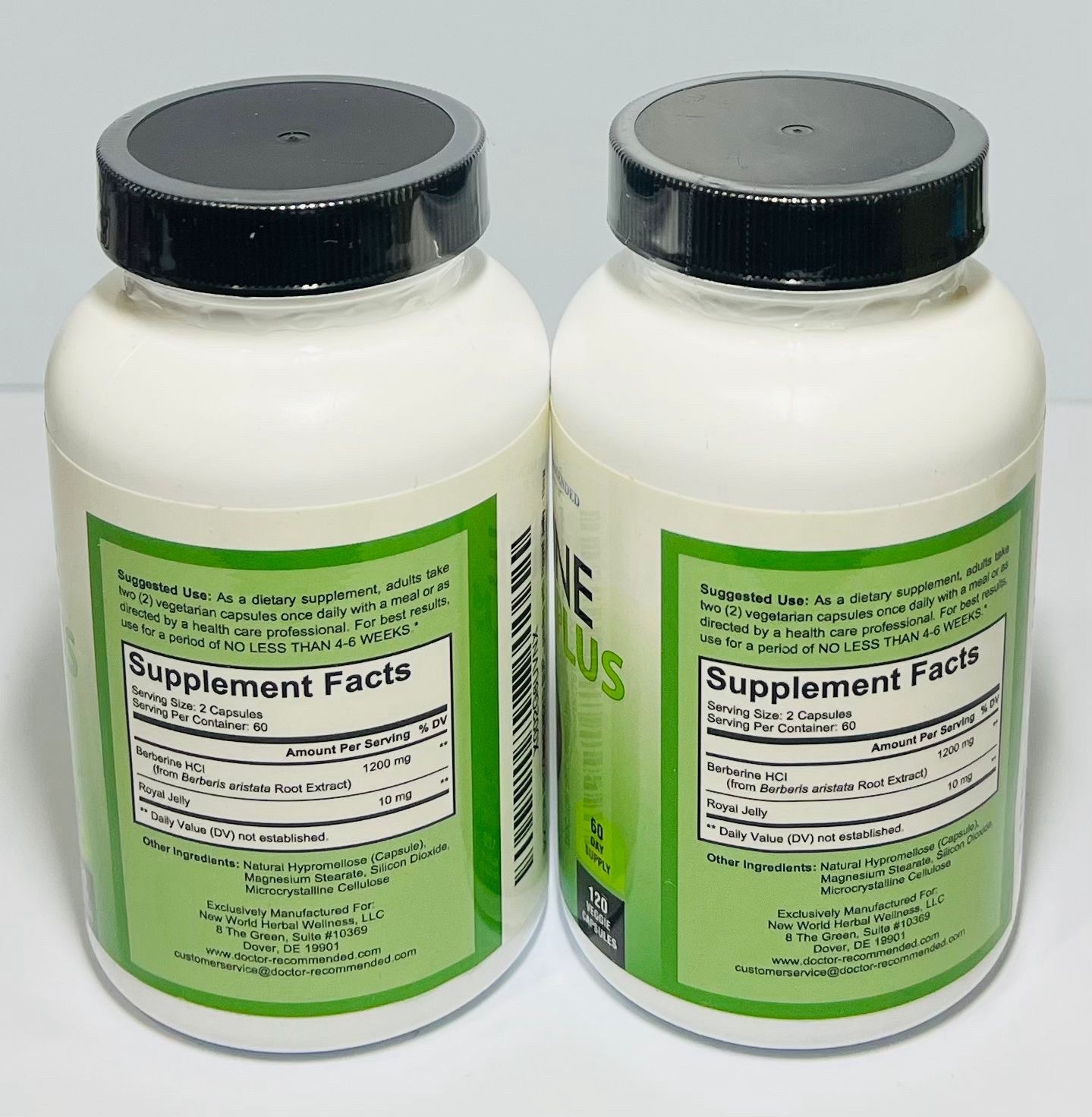 Berberine Plus 1200mg 240 Veggie Capsules 2 Pack Immune Support Fórmula
