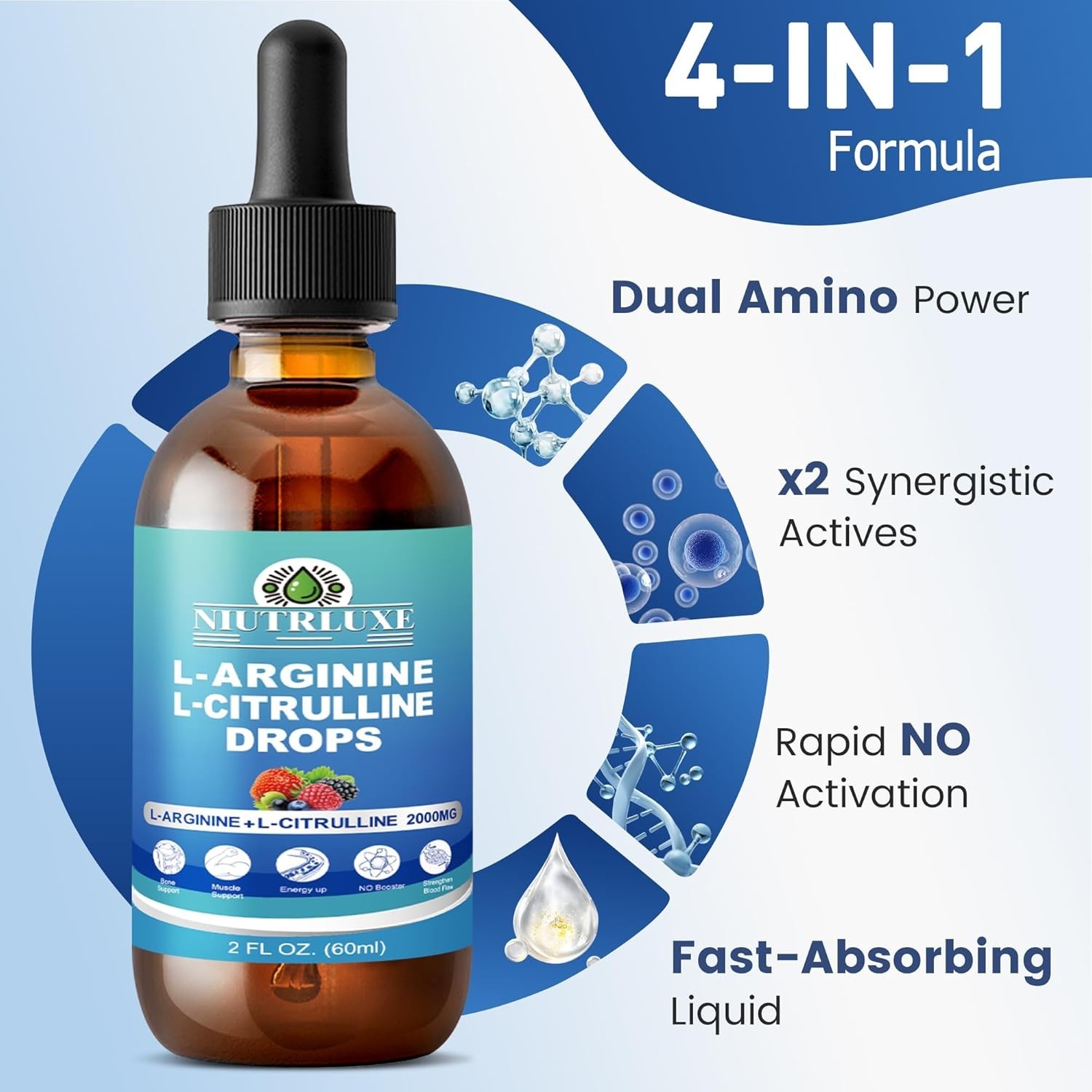 NIUTRLUXE LArginine LCitrulline Drops Liquid, LArginine for Men with Boron an…