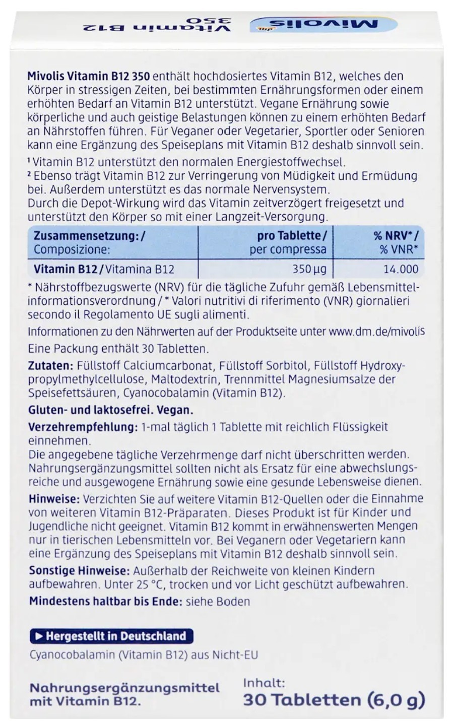 5x Vitamin B12 350 Depot, 30 Mini-Tablets, 6 g; Ships from Germany