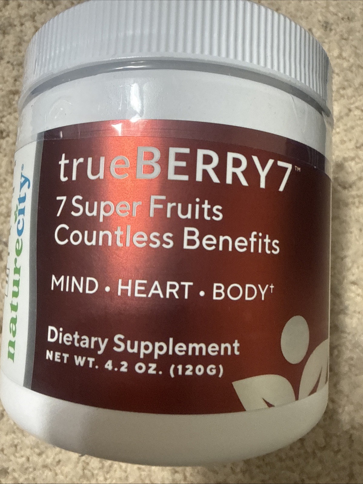 NatureCity True Berry 7 Super Fruits Blend Drink Mix Mind Heart Body 4.2 Oz New