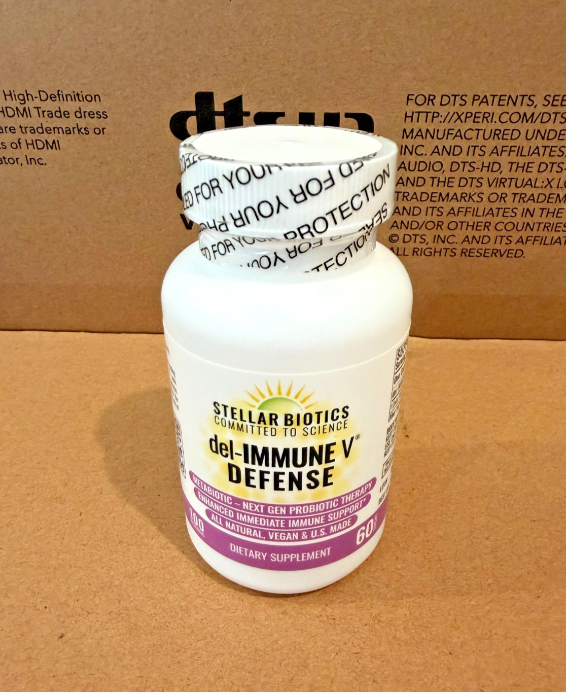 Stellar Biotics del-IMMUNE V Defense Metabiotic Supplement 60 Capsules Exp 11/28