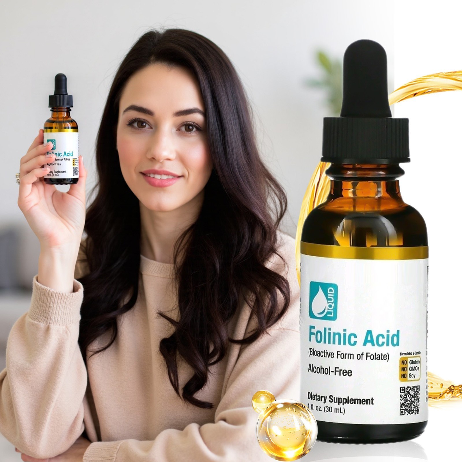 Folinic Acid Leucovorin California Gold Nutrition Alcohol Free 30ml Liquid^