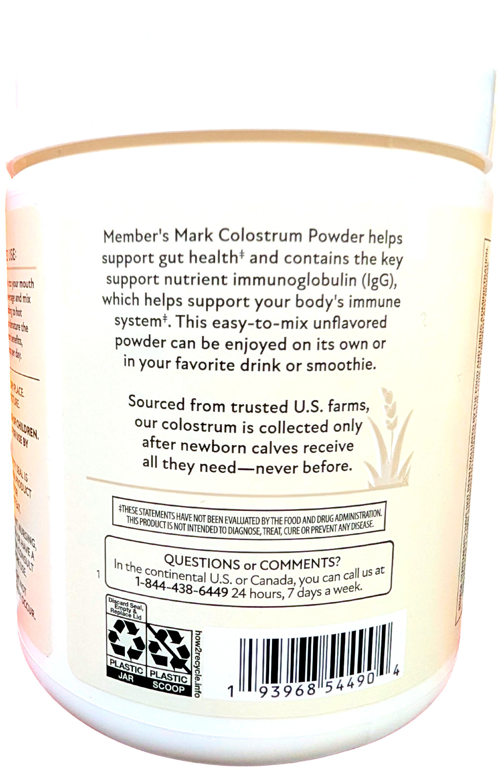 Member’s Mark Colostrum Powder Unflavored 4.3 Oz EXP 09/2027