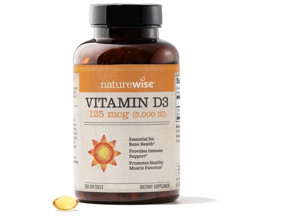 NatureWise Organic & GF VIT D3 360 CT Mini Soft Gels|Year Supply|5000 IU|125 Mcg