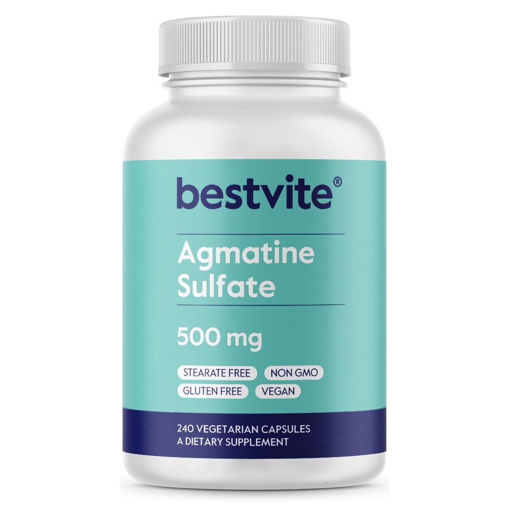 Agmatine Sulfate 500mg (240 Vegetarian Capsules) – Vegan, No Stearates