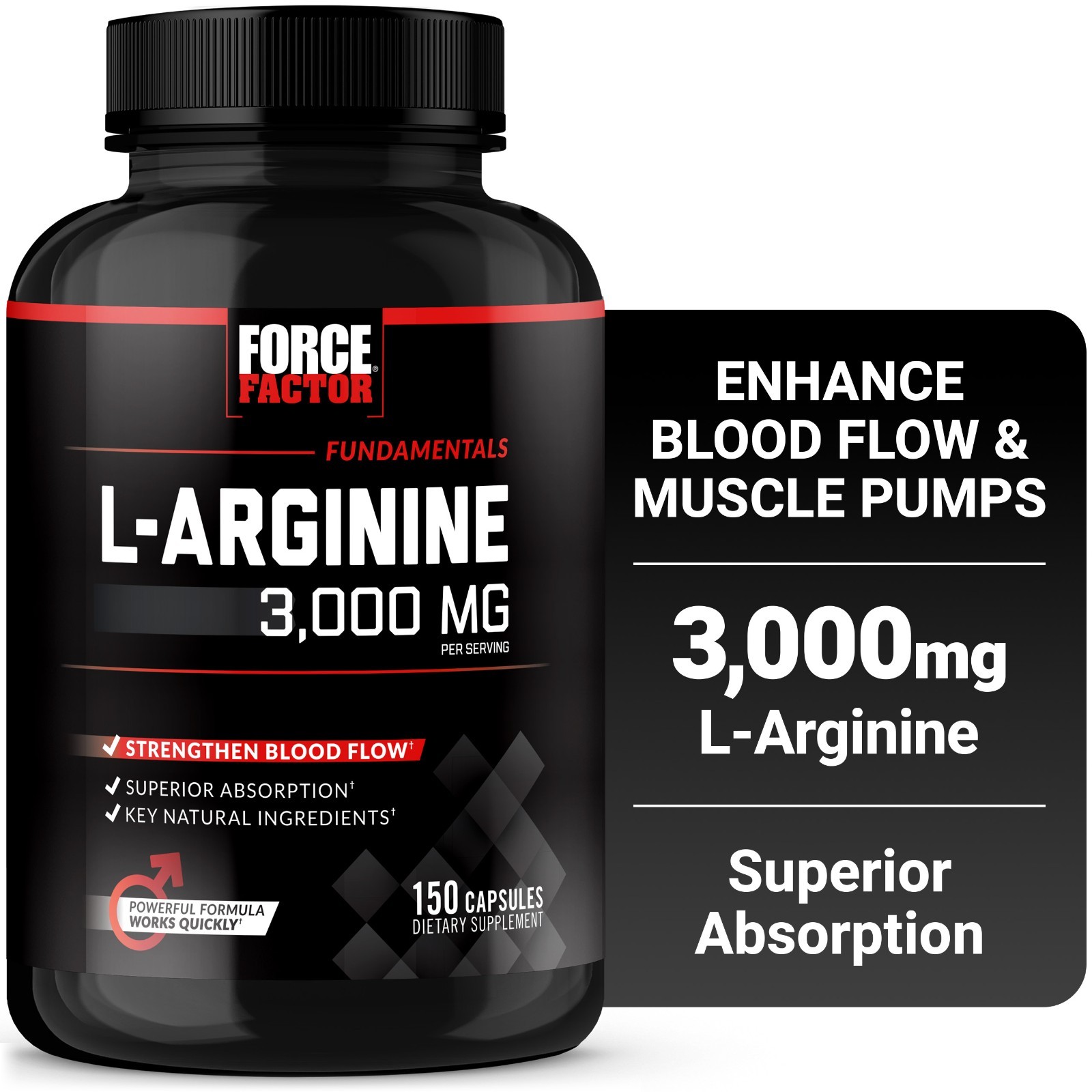 Force Factor L-Arginine 3000 MG, Extra Strength Nitric Oxide & Circulation Boost