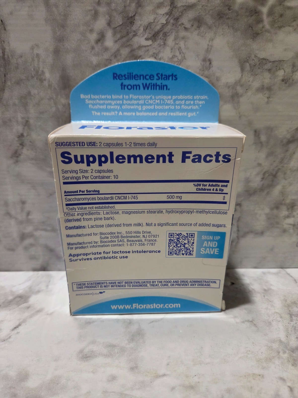 Florastor Dual Action Probiotic Supplement 20 Capsules 2/2027