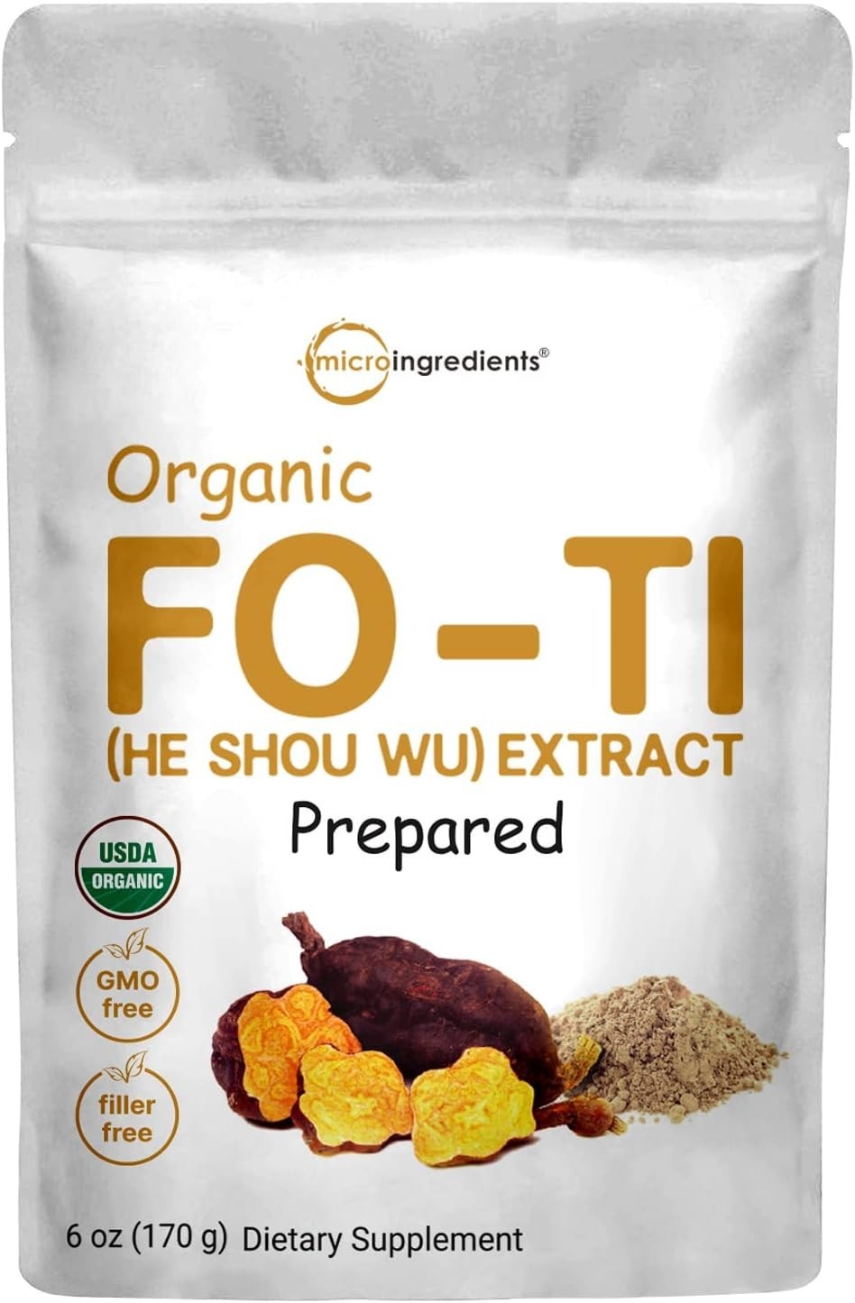 Organic He Shou Wu, Pure Fo Ti Extract Powder, 6 Ounce, Prepared Foti…