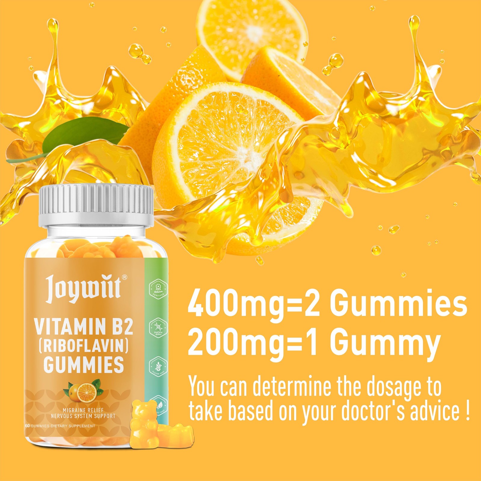 Vitamin B2 Gummies | Riboflavin 400mg | b2 Vitamin 400mg Chewable for Adults …