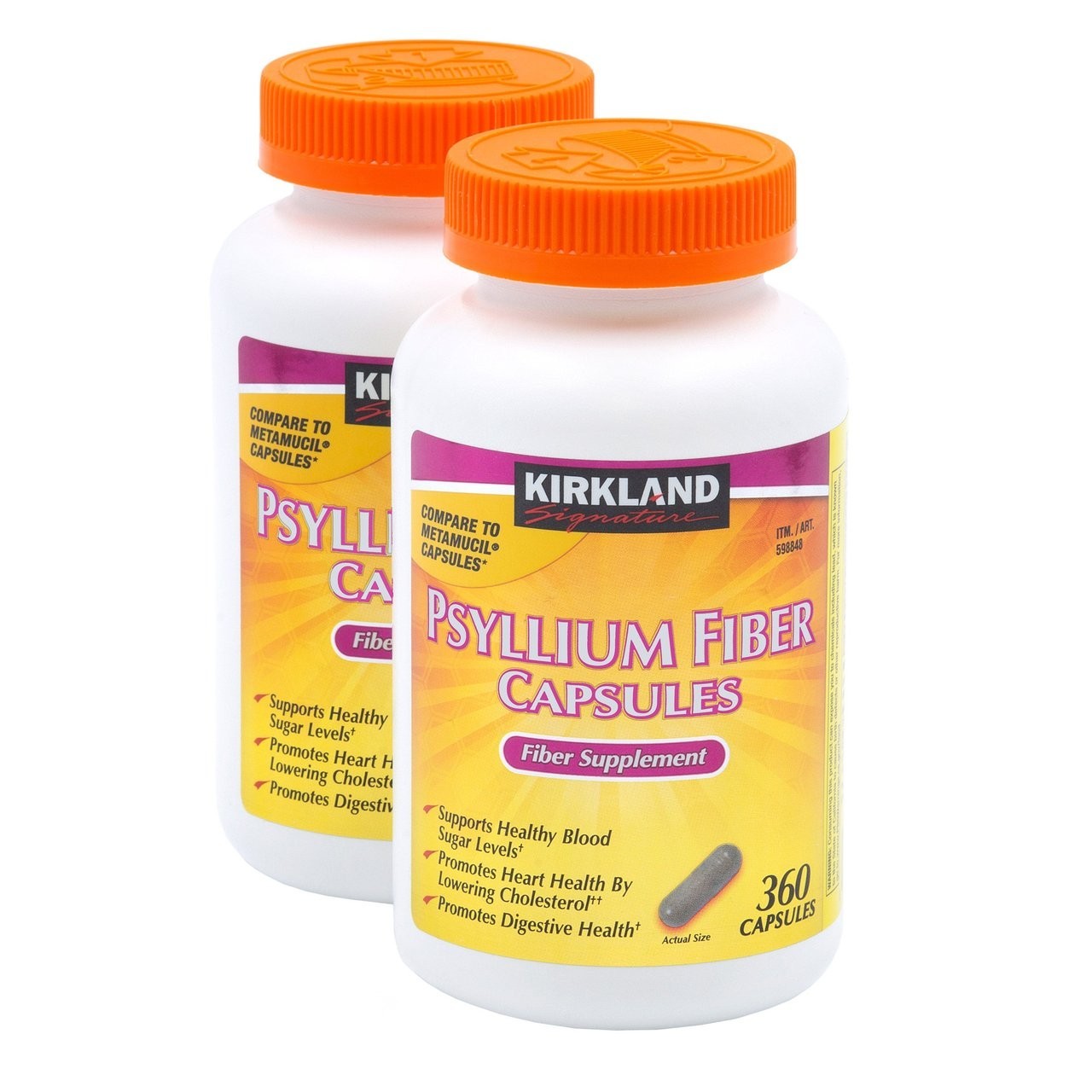 Kirkland Signature Psyllium Husk Fiber Capsule 2×360 Count EXP 02/2028