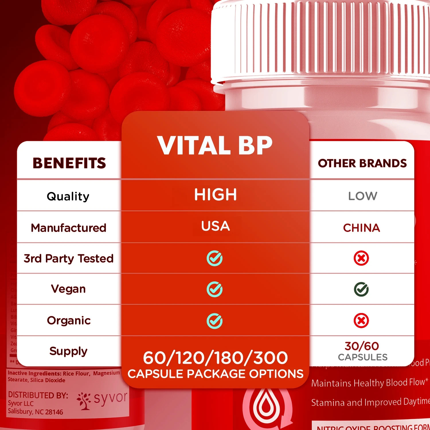 (3 Pack) Vital BP innovative Blood Support Vitamin Formula VitalBP 180 Capsules