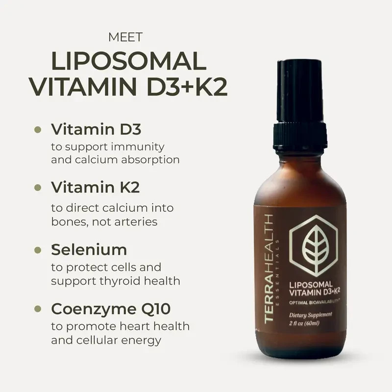 Terra Health Essentials Liposomal Vitamin D3+K2 2 fl oz – Green/Amber