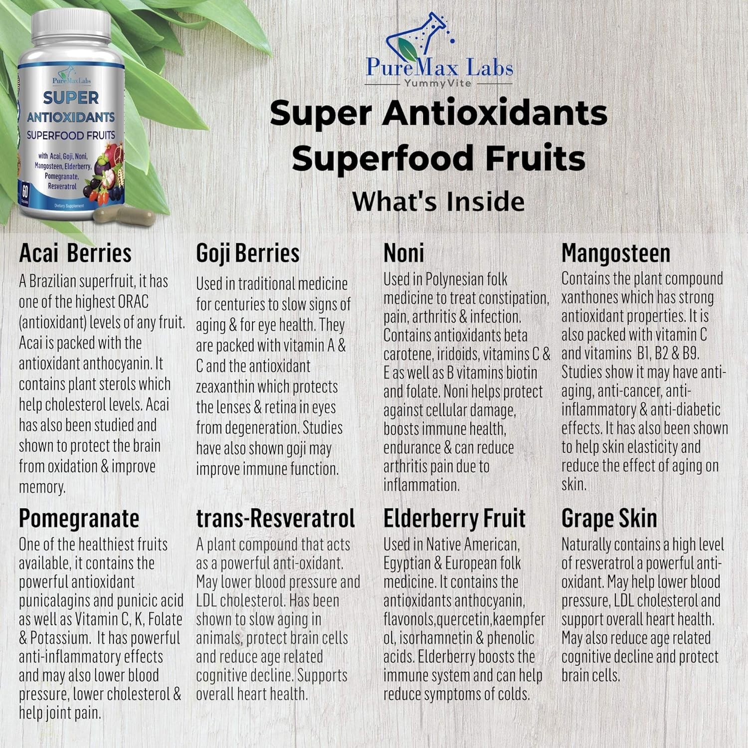 Super Antioxidant Fruit Superfood Complex – Powerful Antioxidant Superfruits,…