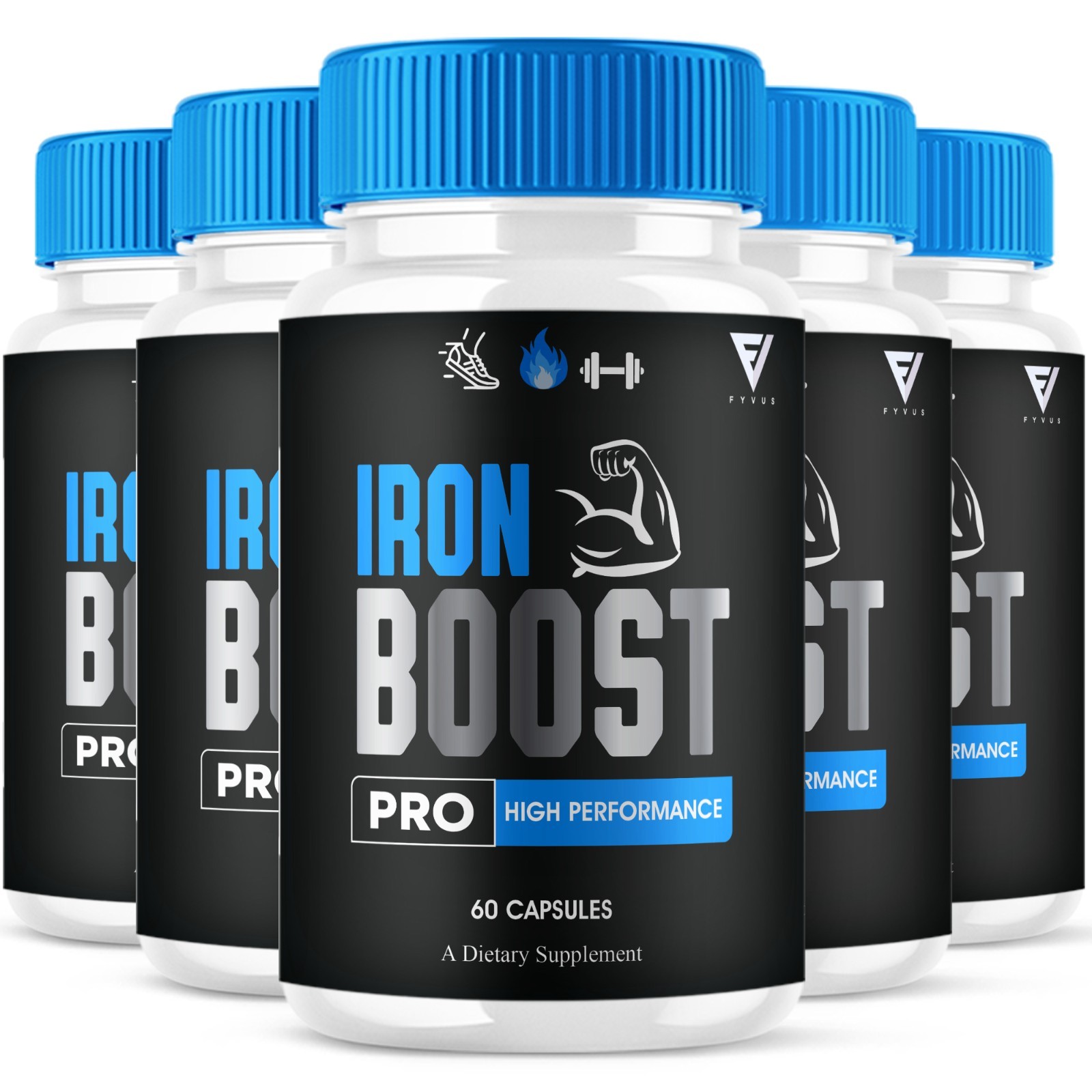 (5 Pack) Iron Boost Pro High Performance Supplement, IronBoost (300 Capsules)