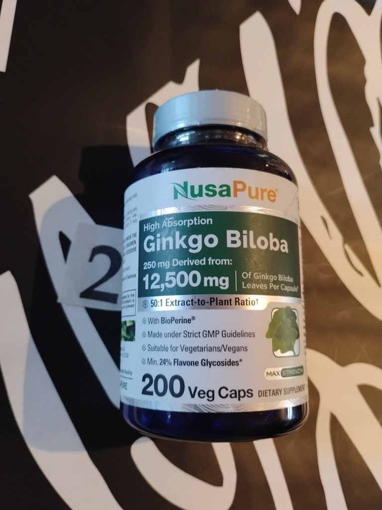 NusaPure Ginkgo Biloba Capsules, 250 mg, 200 Veg Capsules New Sealed 07/2028