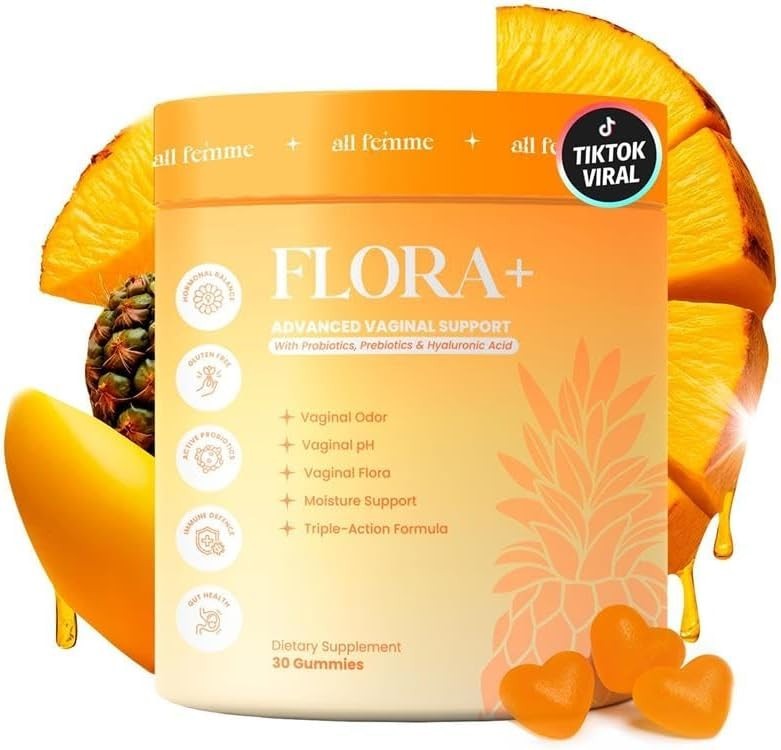 ALL FEMME Flora+ Women’s Probiotic Gummies 30 Ct Pineapple Sugar Free Vegan