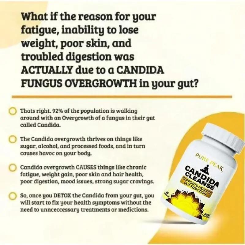 Pure Peak Candida Cleanse-Gut & Colon Support 60 Capsules for Men & Women