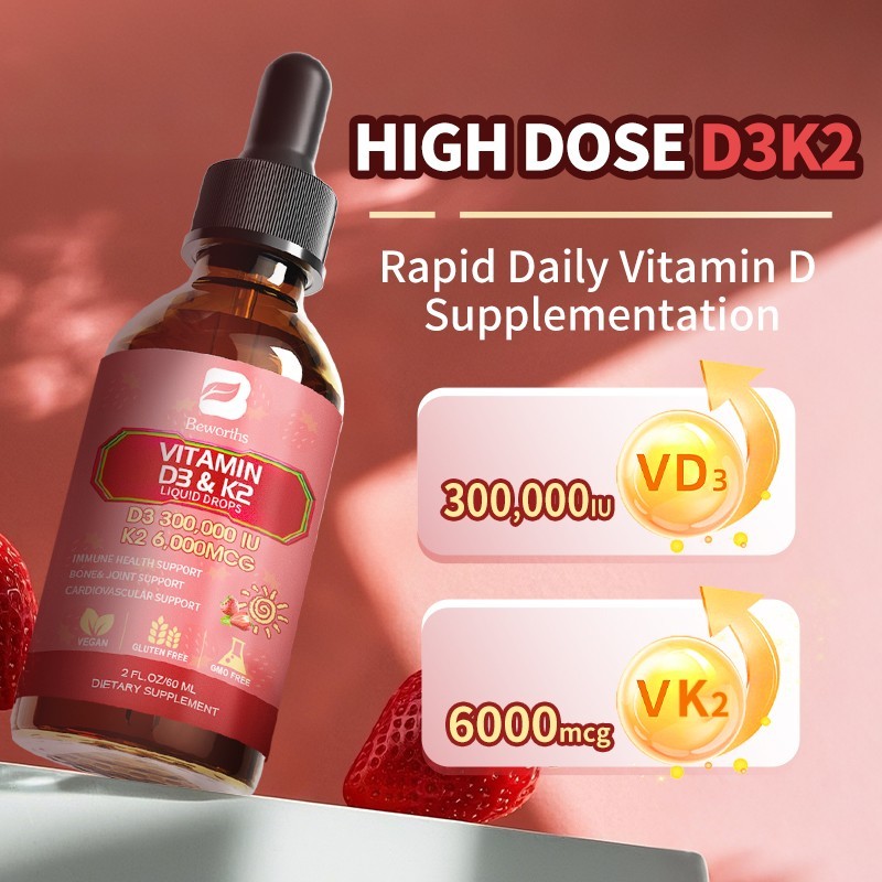 Organic Vitamin D3 K2 Liquid Drops Supplement Vitamin D3 K2 60ml 450mcg