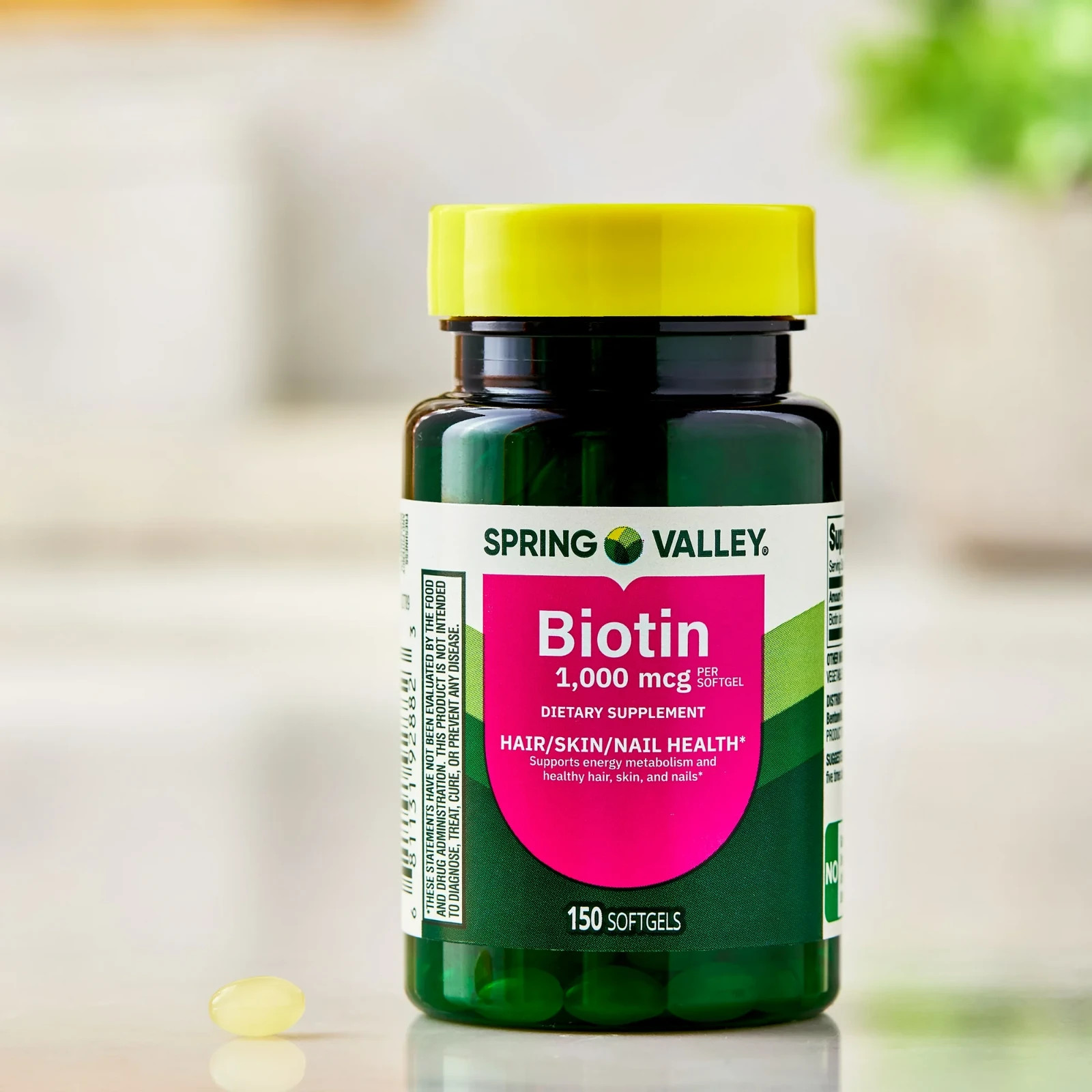 Spring Valley Biotin 1000mcg 150 Softgels Skin Hair Nail Health Supplement USA