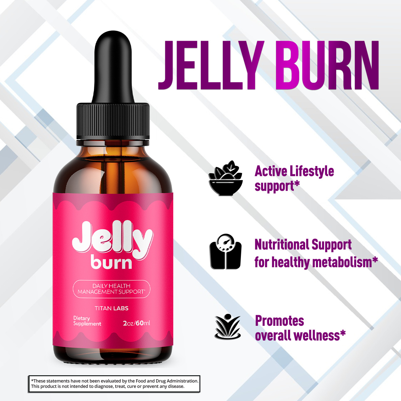 (2 Pack) Jelly Burn Drops Advanced Health & Fitness Formula JellyBurn 60 Serves