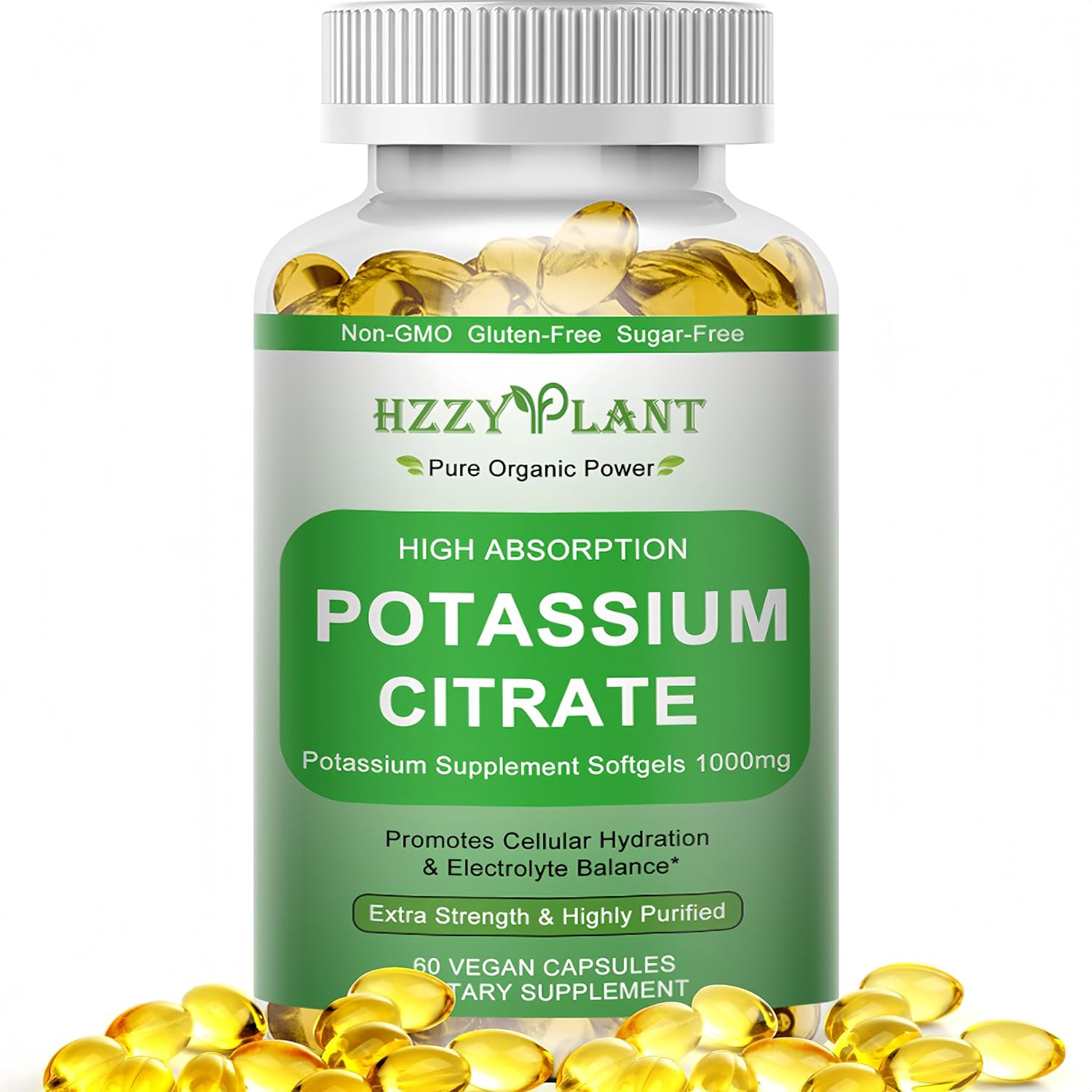 Potassium Supplement Softgels, High Absorption Potassium Citrate 1000Mg for Musc