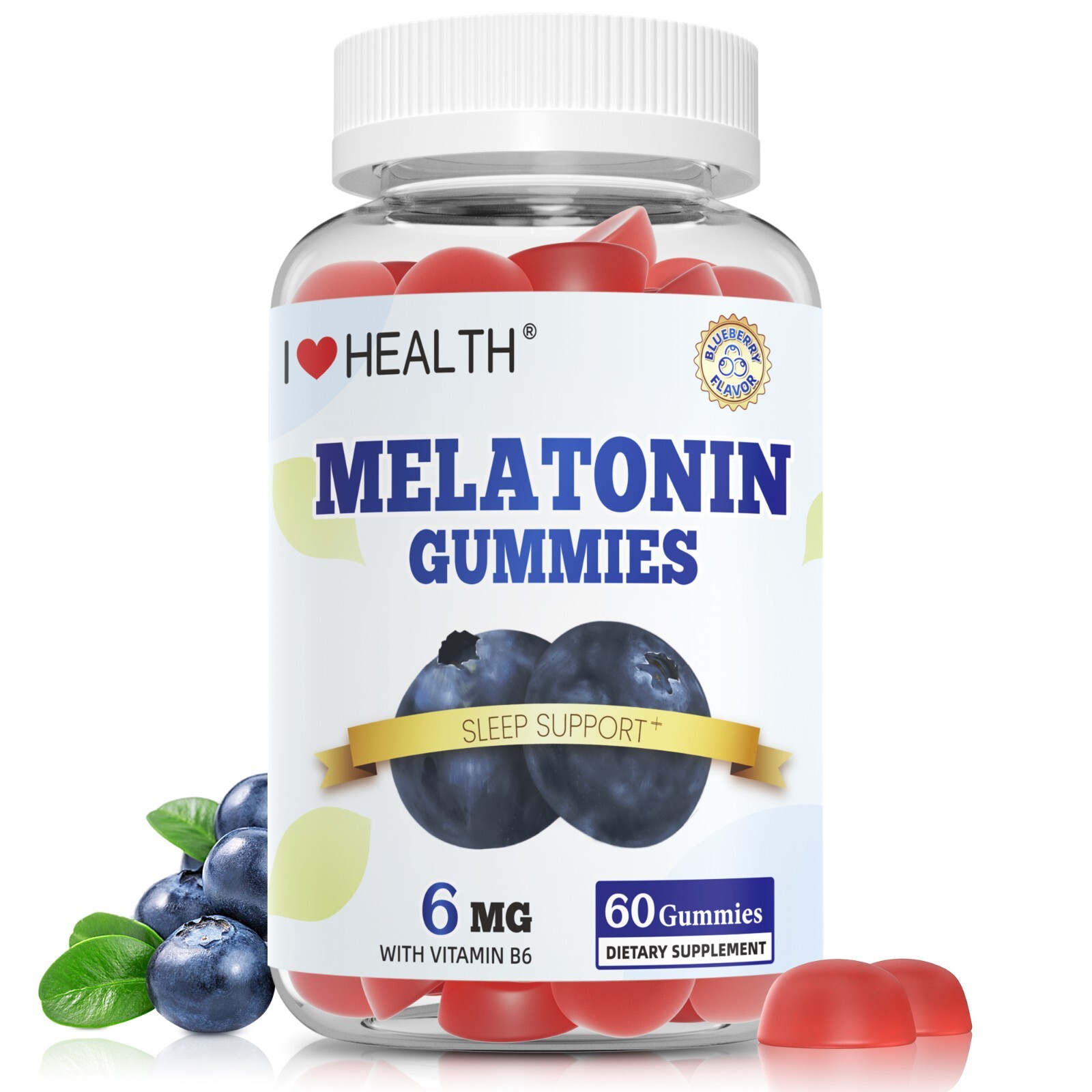 Sleep Gummy, 6 mg Melatonin, 6 mg Vitamin B6, Blueberry Flavor, Sleep Aid,60 ct