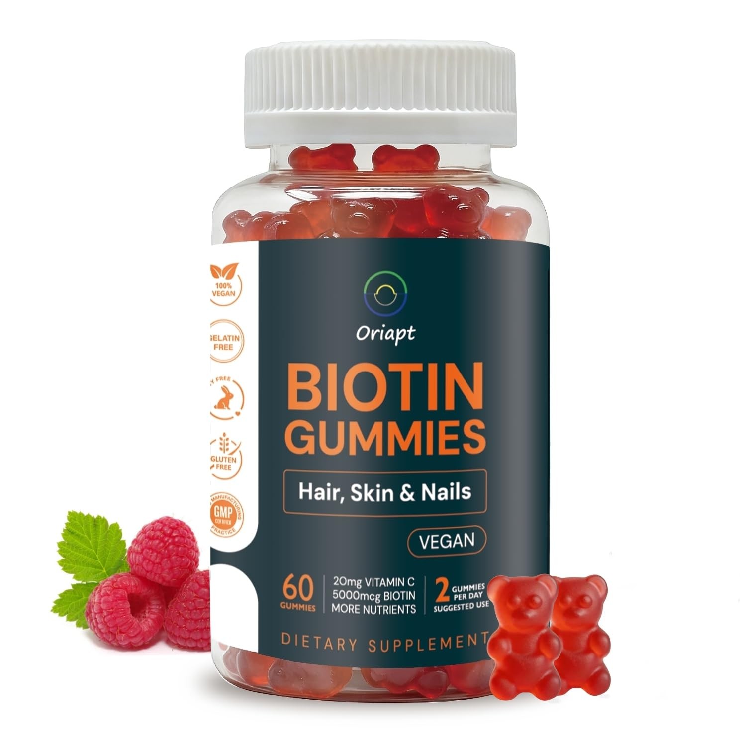 Biotin Gummies for Hair Skin Nails, Multivitamin with Vitamin B7, Supports St…