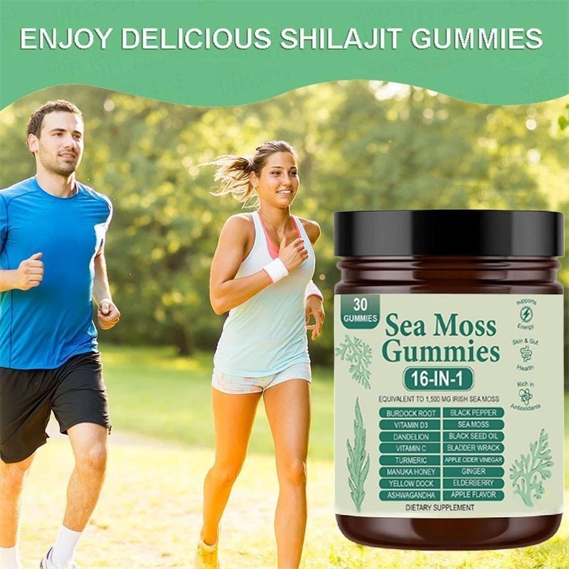 3PCS 16 in 1 Organic Sea Moss Gummy Irishmoss Extract 6000Mg Green Apple Flavor