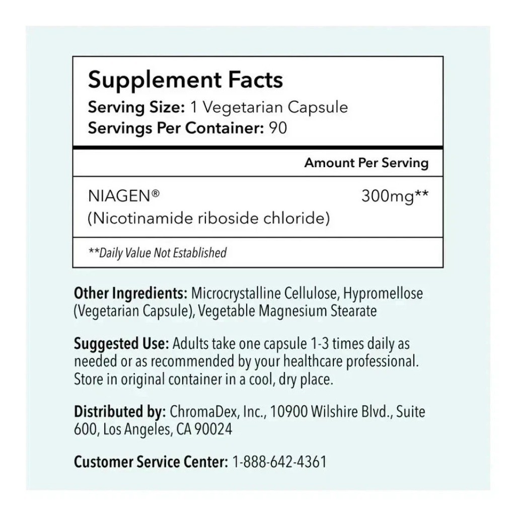 Tru Niagen Nicotinamide Riboside Chloride 300mg 90 NR Vegetarian Capsules 3 Pack