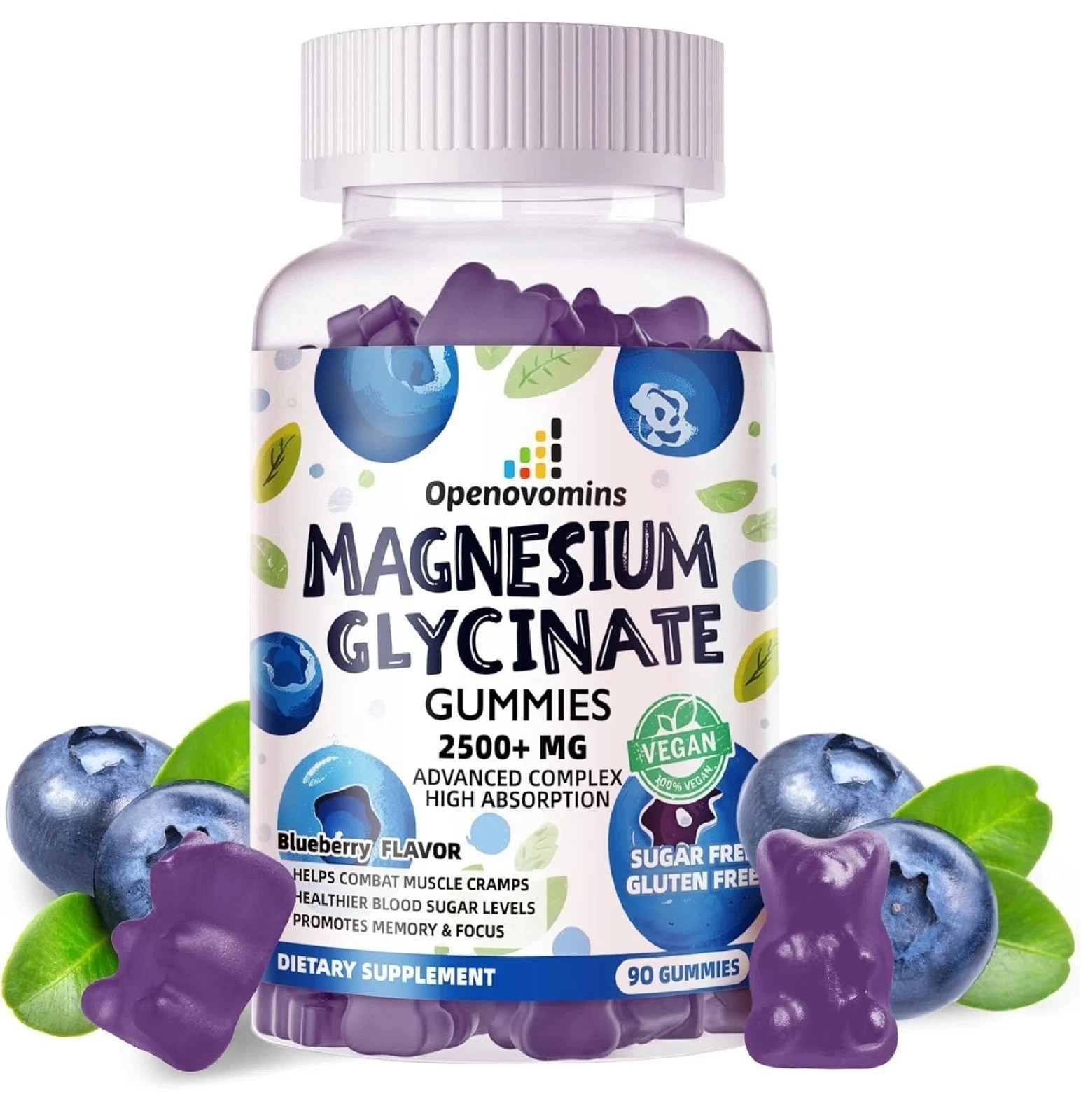Magnesium Glycinate Gummies 2500mg – Sugar Free Magnesium Potassium Supplement w