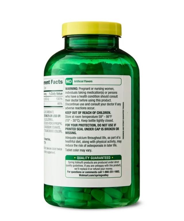 Spring Valley Calcium Plus Vitamin D Tablets, 600 mg, 500 Count