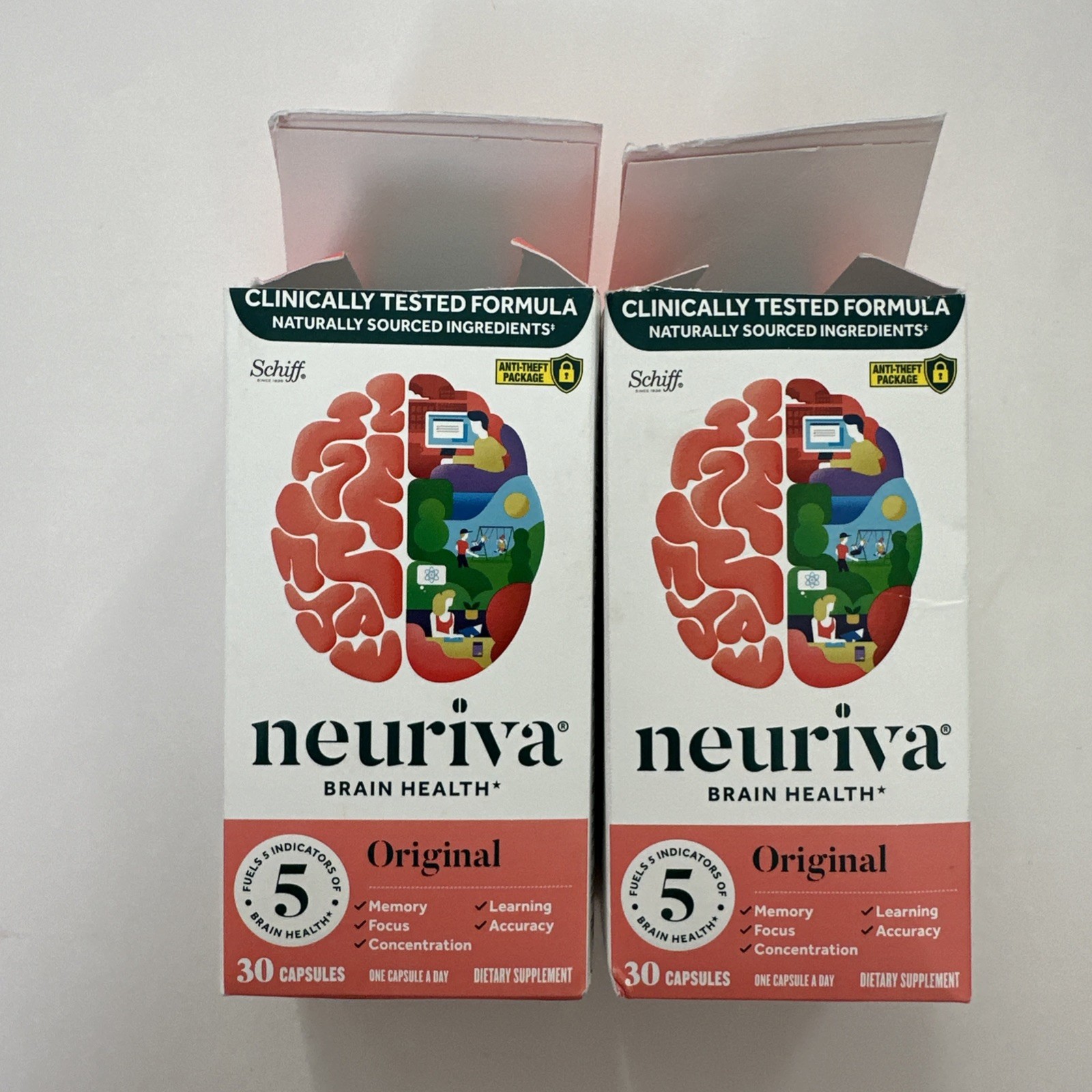 Lot Of 2 Neuriva Brain Health Original 30 Capsules Exp. 11/27 Damaged boxes