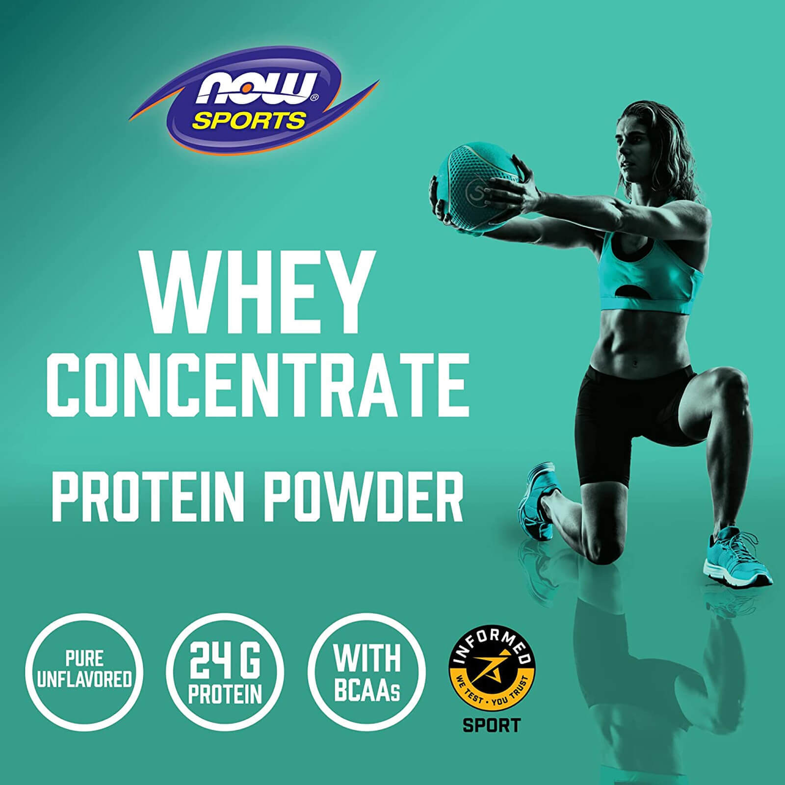 NOW Whey Protein Concentrate Unflavored 24 G With BCAAs- 5 lbs, Amino Acids