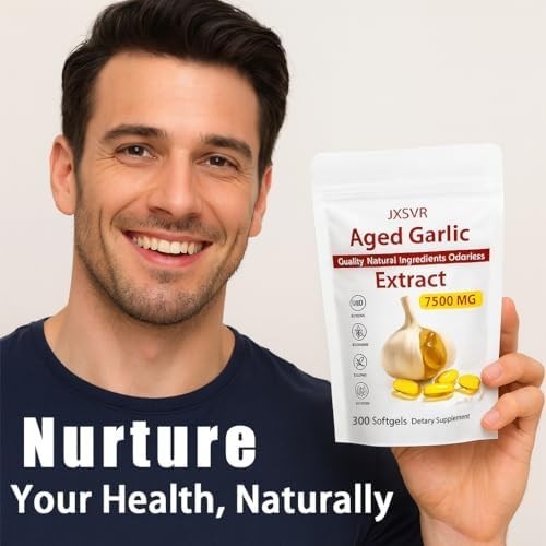 Odorless Garlic 7500mg Per Servings, 300 Softgels | 2 Years Aged Garlic Extra…