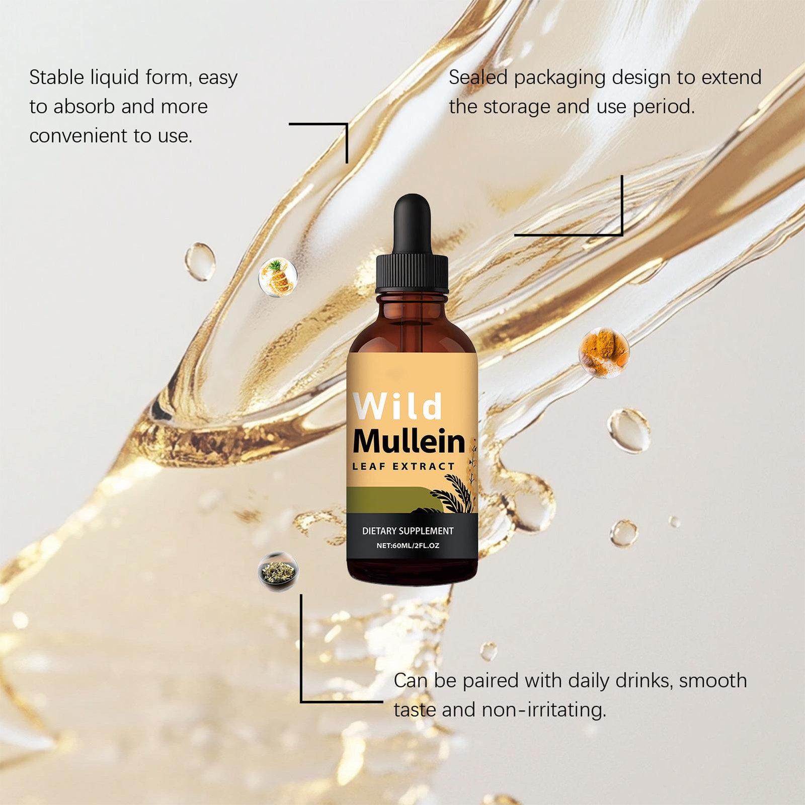 Lung Supplement Health RespiClear Wild Mullein Drops Respiratory Support Product