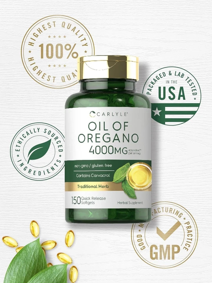 Oregano Oil 4000Mg Supplement | 150 Softgel Capsules | Contains Carvacrol | Non-