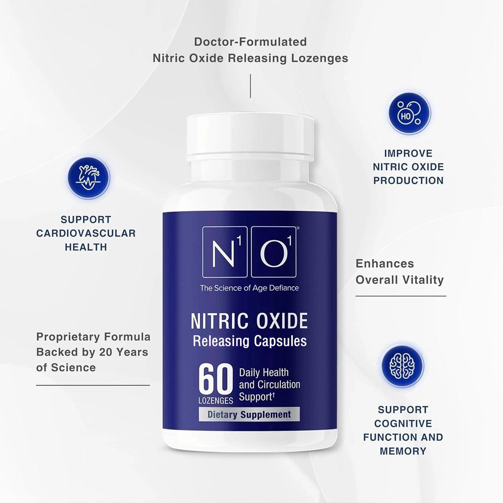 N1O1 Nitric Oxide Lozenges – 60 Count Supplement for Heart Health, Circulation