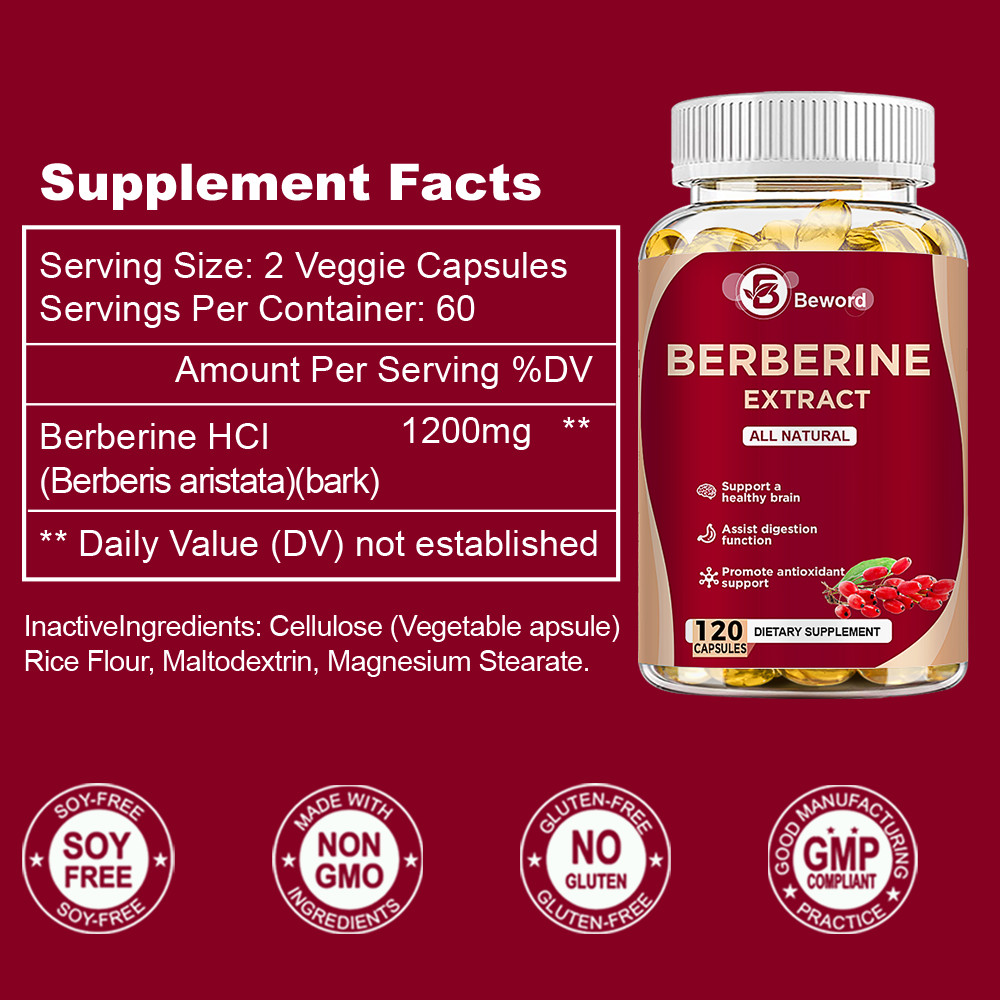 Berberine HCL 1200mg Ceylon Cinnamon Antioxidant Supplement 120 Capsules