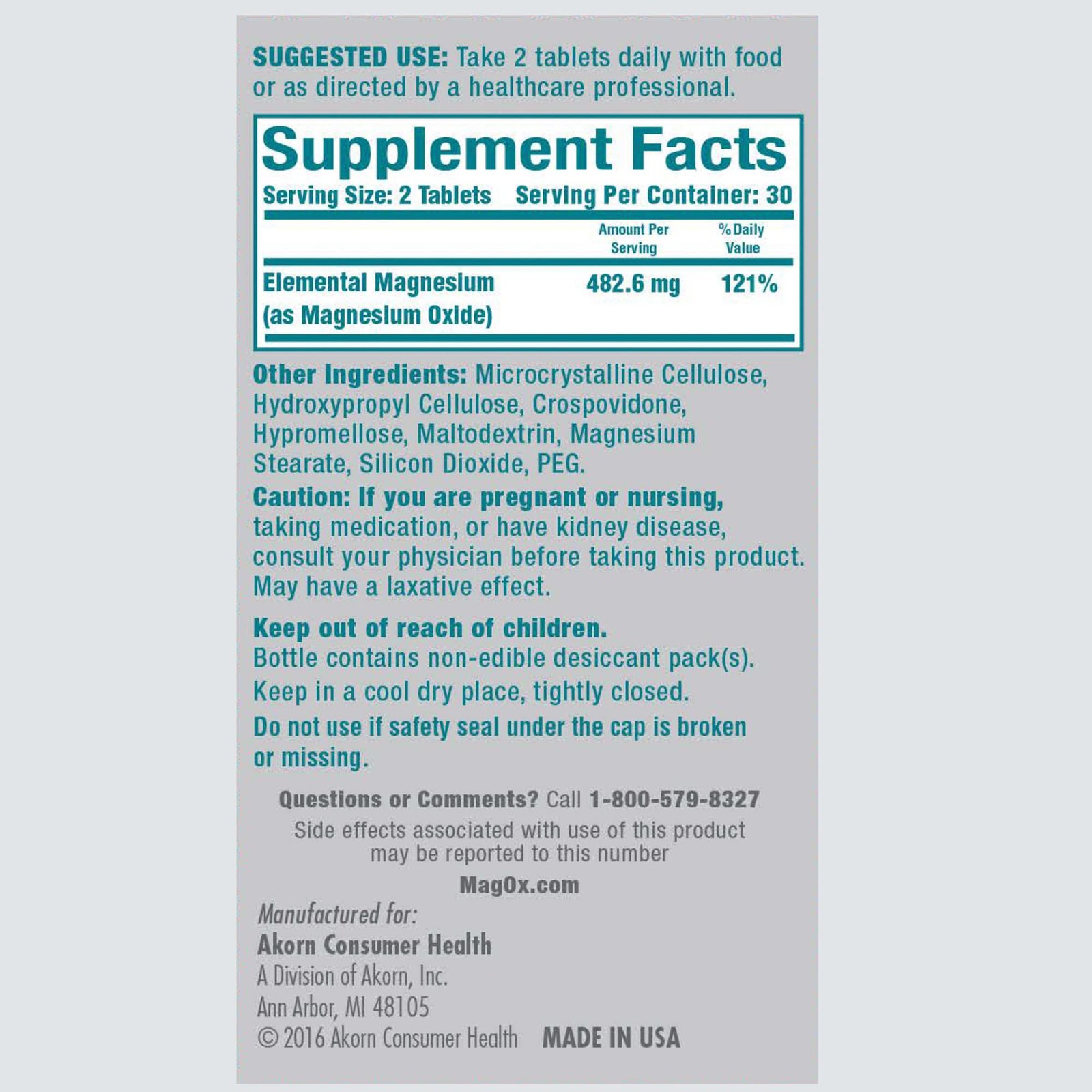 Mag-Ox Magnesium Supplement, Pharmaceutical Grade Magnesium Oxide 483mg, Most…