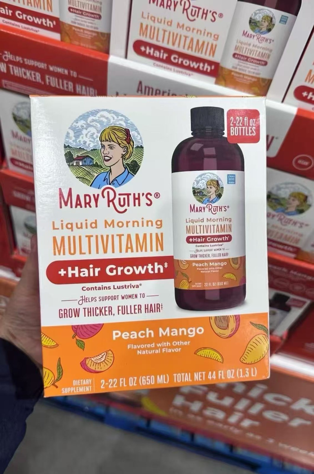 Ruth’s Mary Liquid Morning Multivitamin + Hair Growth Peach Mango 15.22OZ