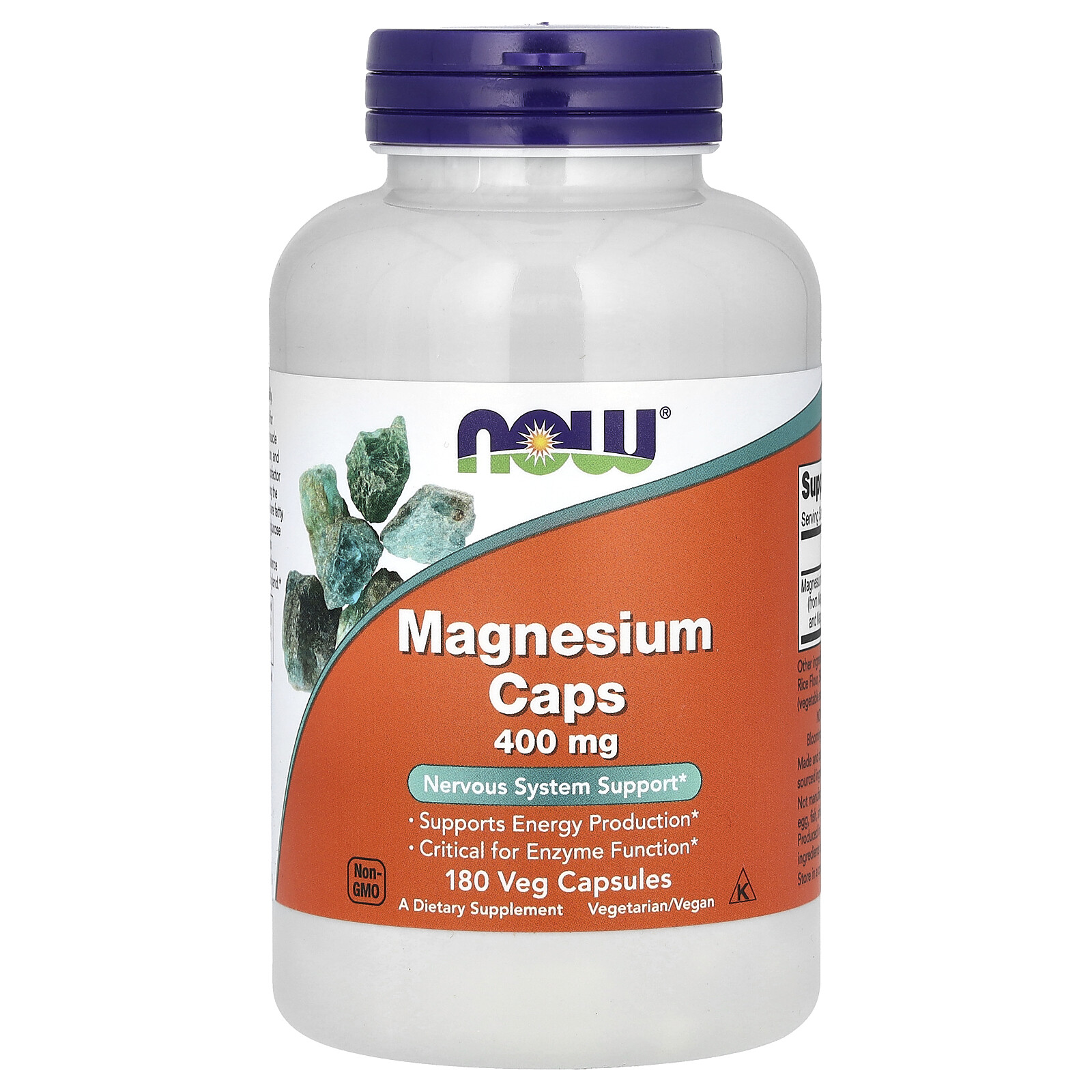Now Foods Magnesium Caps 400 mg 180 Veggie Caps GMP Quality Assured, Vegan,
